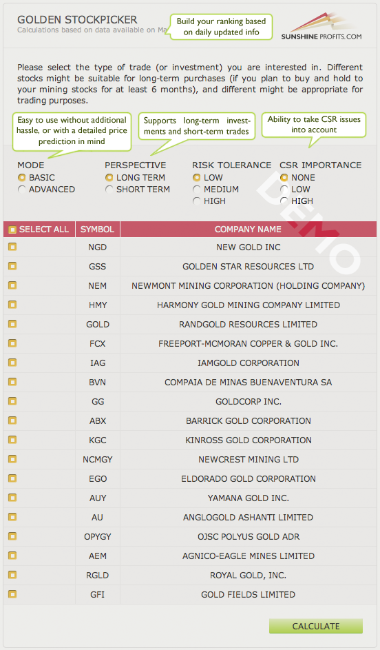 gold stocks